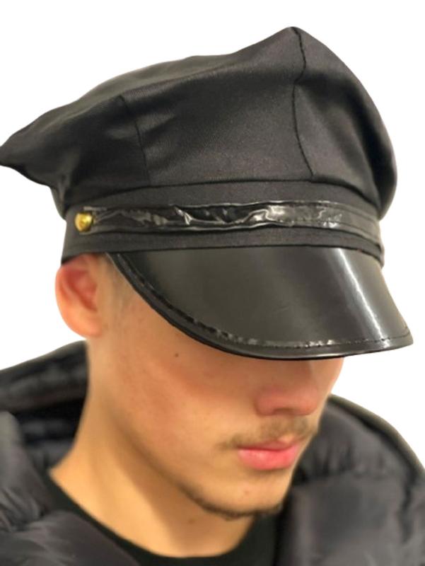 Adults Black Peaked Chauffeur Hat Limo Taxi Driver Fancy Dress Party Hat 4