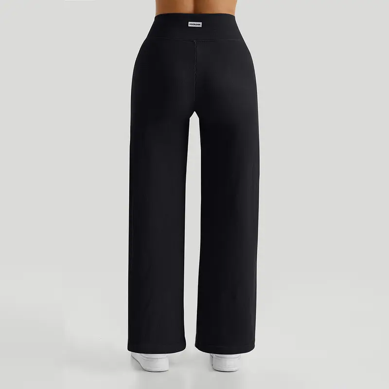 Mooslover UK Women Casual High-Waisted Wide Leg Straight Pants Breathable Trousers 3