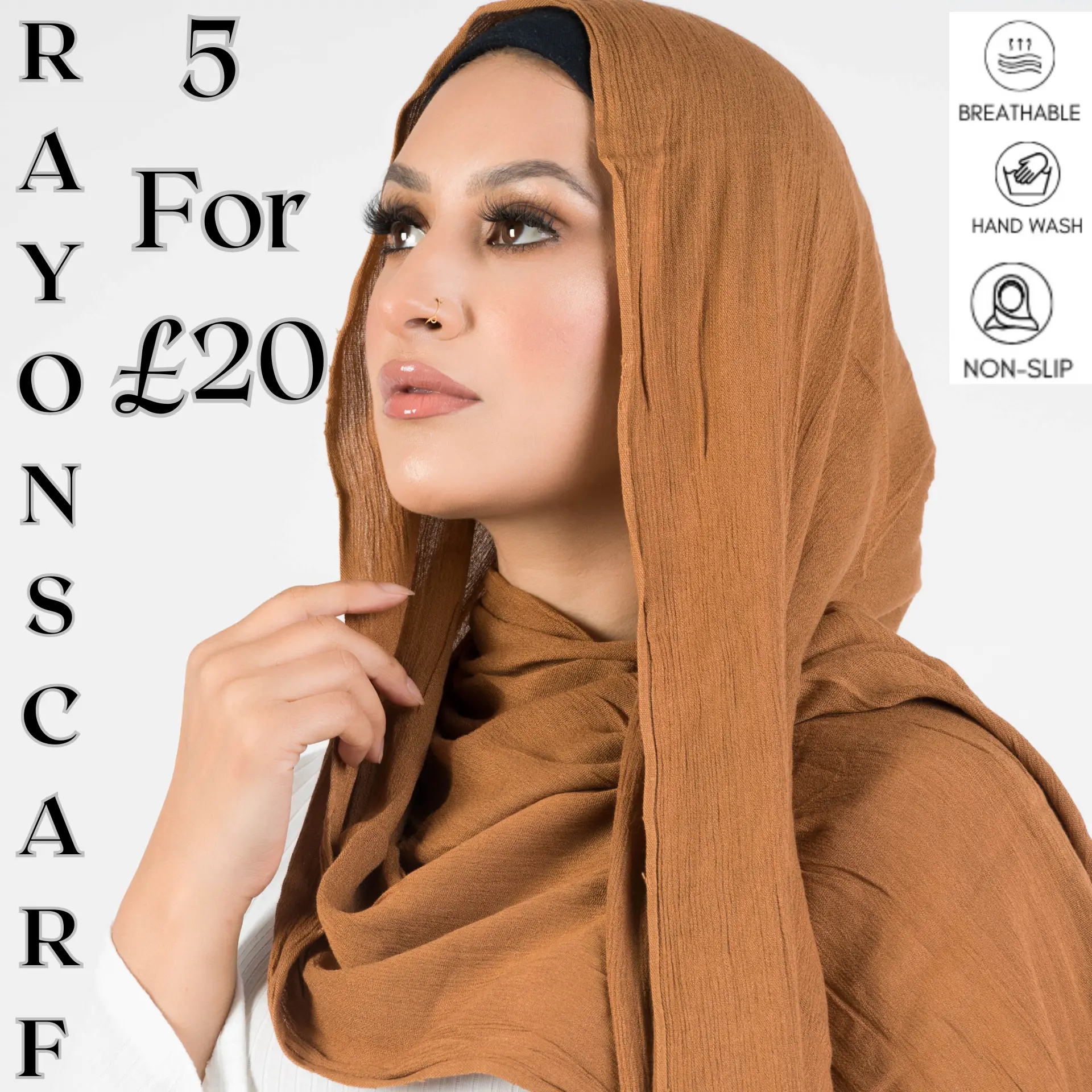 Needs & Wants 5 FOR £20 RAYON Summer Hijab Ladies Maxi Long Frayed Edges Quality Crimp Scarf Hijab Shawl Wrap