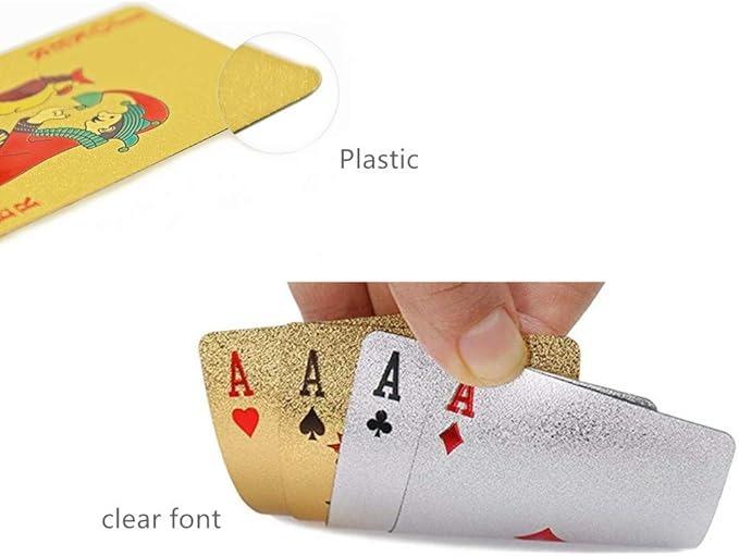 Aafan Playing Cards Waterproof Poker Cards Plastic Gold Silver Foil Highly Flexible 2