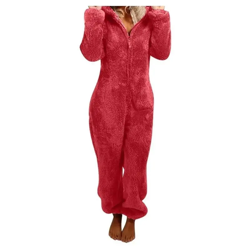 Jumpsuit Women 2024 Autumn Winter New Thickened Hooded Jumpsuit One Pieces Elegant Overalls for Women Full Length for Women Womenswear Underwear 6