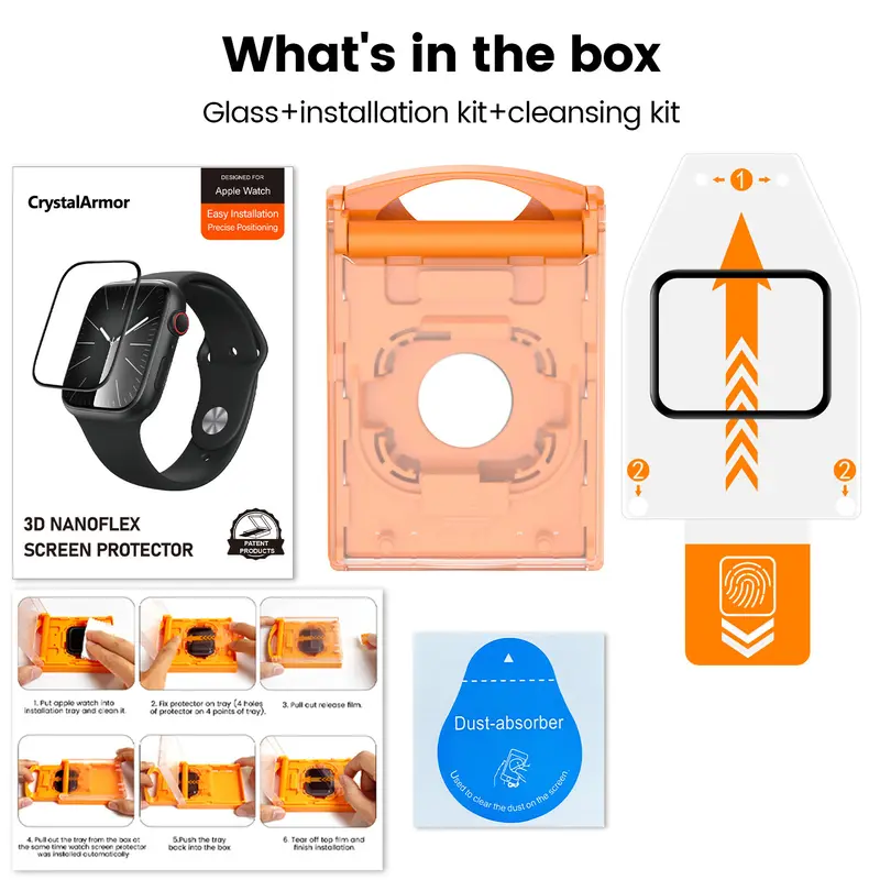 CrystalArmor 2Pack Ceramic Film Material Screen Protector for Apple Watch Series Easy Installation Bubbles Free Smooth Touch Anti-Shock HD Clear Full Coverage Protection BlackFriday Wearable Automatic Protective Shockproof 7