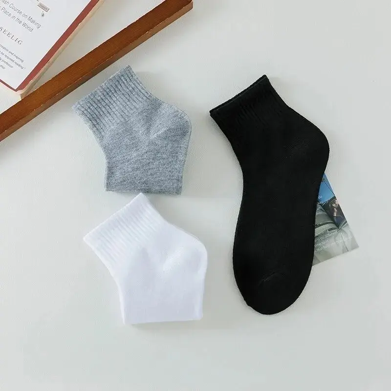 Unisex Socks Cotton Business Mid Length Soft and Warm Autumn/winter Solid Color Casual Socks Plain black plain white socks  Spandex pair of Menswear 1