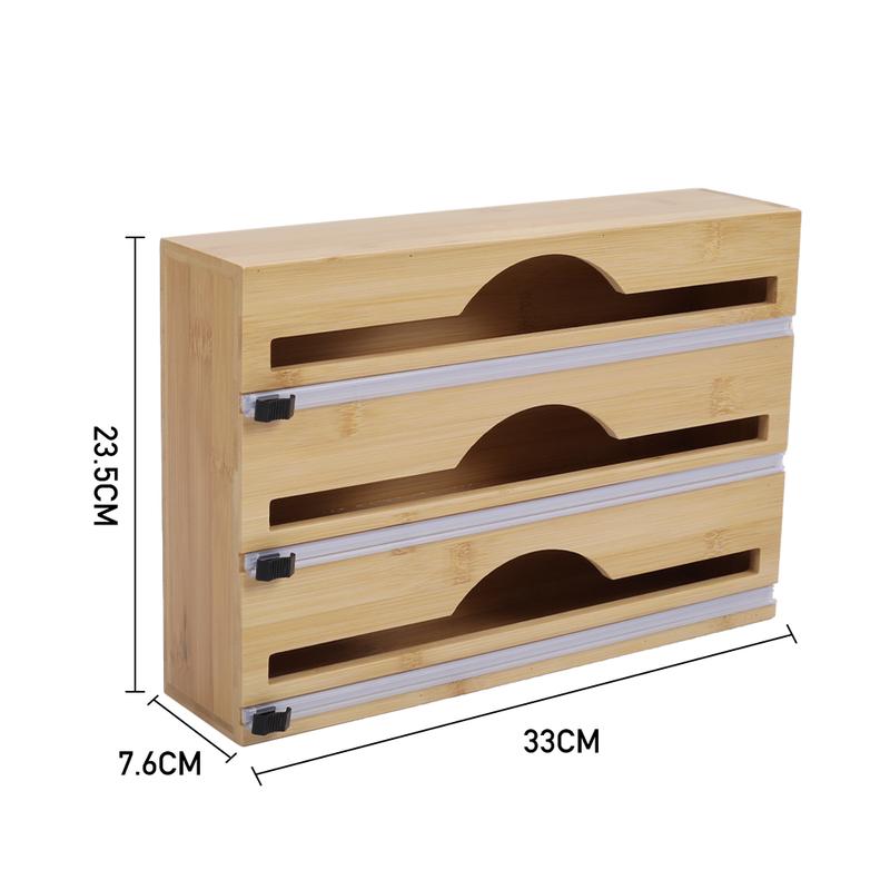 Product Introduction of AceHome 2/3-tier Bamboo Wrap Dispenser with Cutters Wall Mounted 6