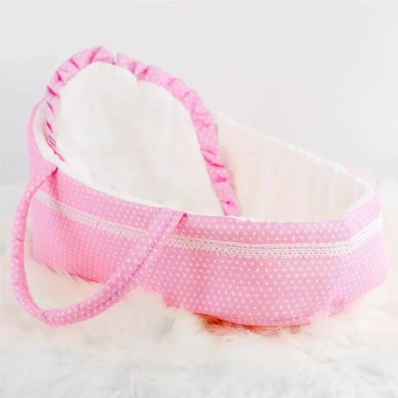 BiBi Doll Pink Baby Doll Carry Cot Bed with Pillow Handles Sleeping Bag Carrier 4
