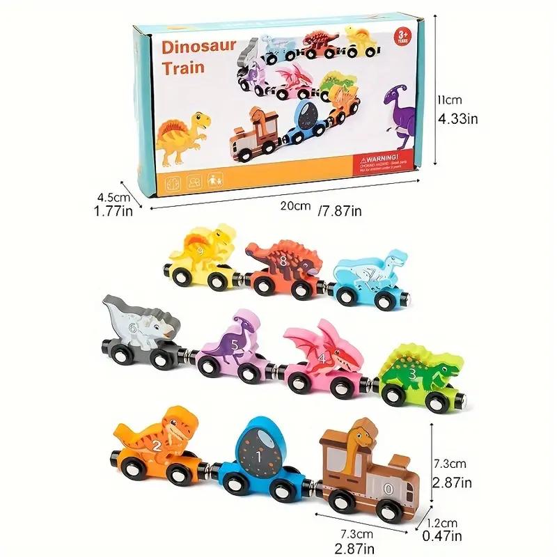Dinosaur Train Toy, 1 Set Number Train Montessori Toy for Toddlers, Block Assembly Toy for Birthday, Birthday Gifts for Kids 1 year old girl toys early educational baby development 8