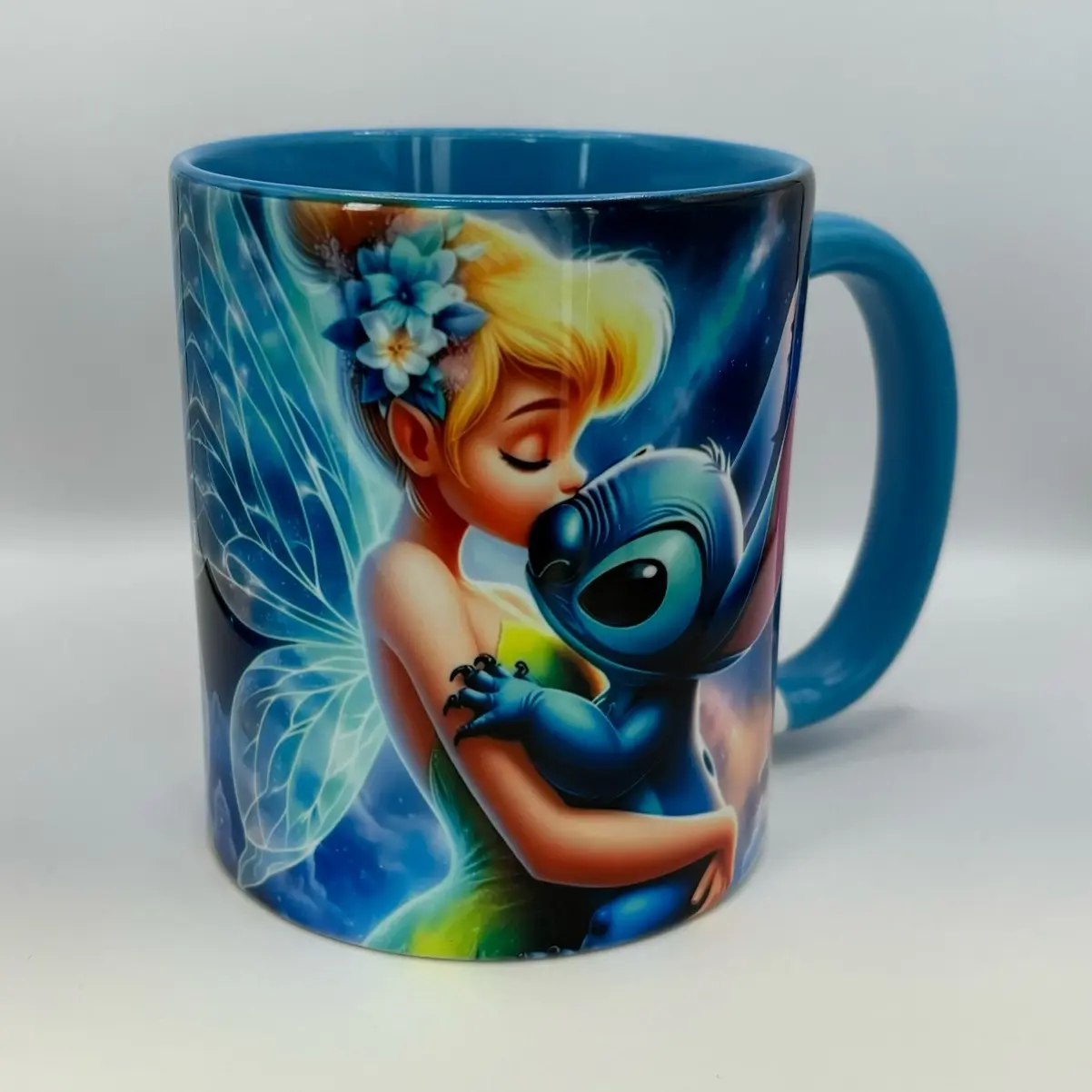 Blue handled mug