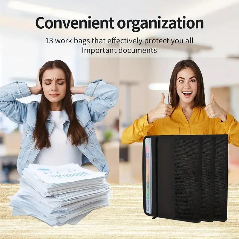 13 Pocket zip Folder file with Sticky Labels, Document Organizer Expanding 4