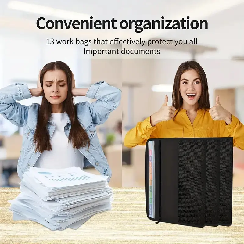 13 Pocket zip Folder file with Sticky Labels, Document Organizer Expanding 4