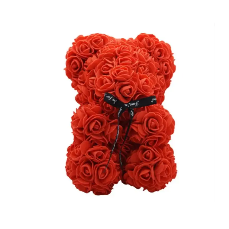 25cm Artificial Rose Bear Fake Flowers Romantic Bear Birthday Wedding Christmas Gift Decor Decorative Fruit Plants Ornaments 2