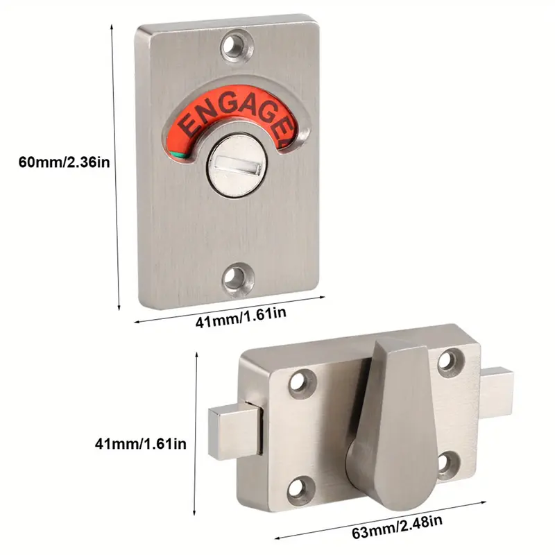 Door Lock Indicator, Toilet Bathroom Lock Vacant/ Engaged Latch, Indicating Occupied, DeadBolt Privacy Partition Door Lock Latch for Bathroom WC Public Restroom Toilet 3