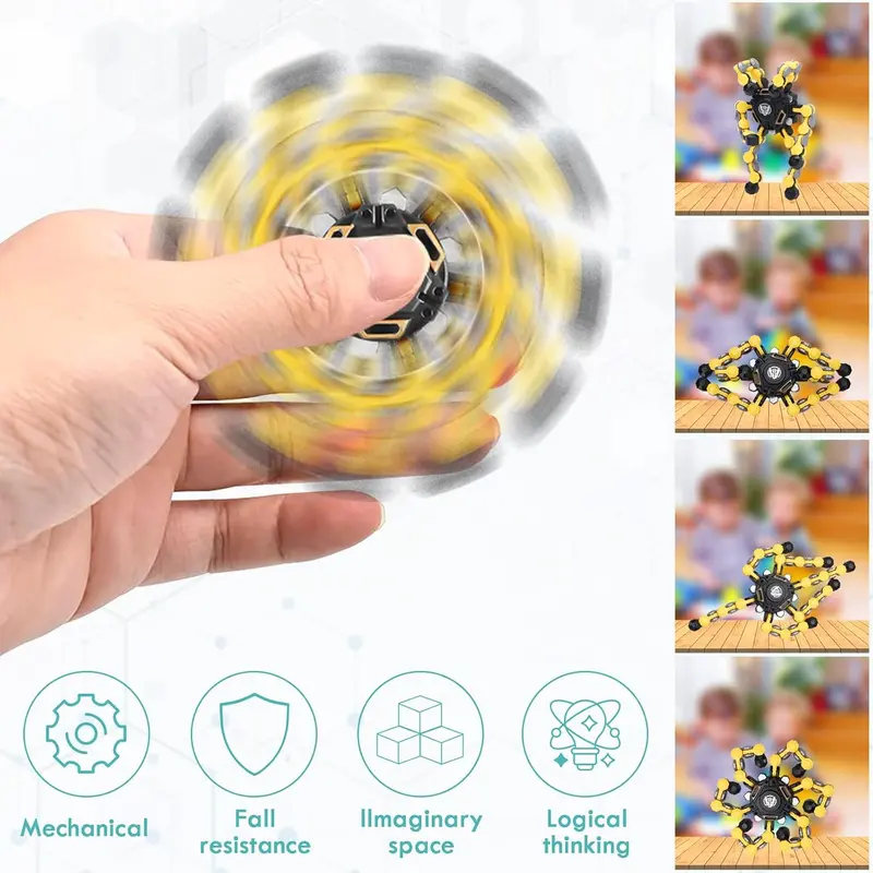 NEW Transformable Fidget Spinner Toy, Funny DIY Fingertip Spin Top Toys, Hand Finger Spinner Creative Fingertip Mechanical Gyro for Kids Adults, All Ages Sensory Fidget Toys 4