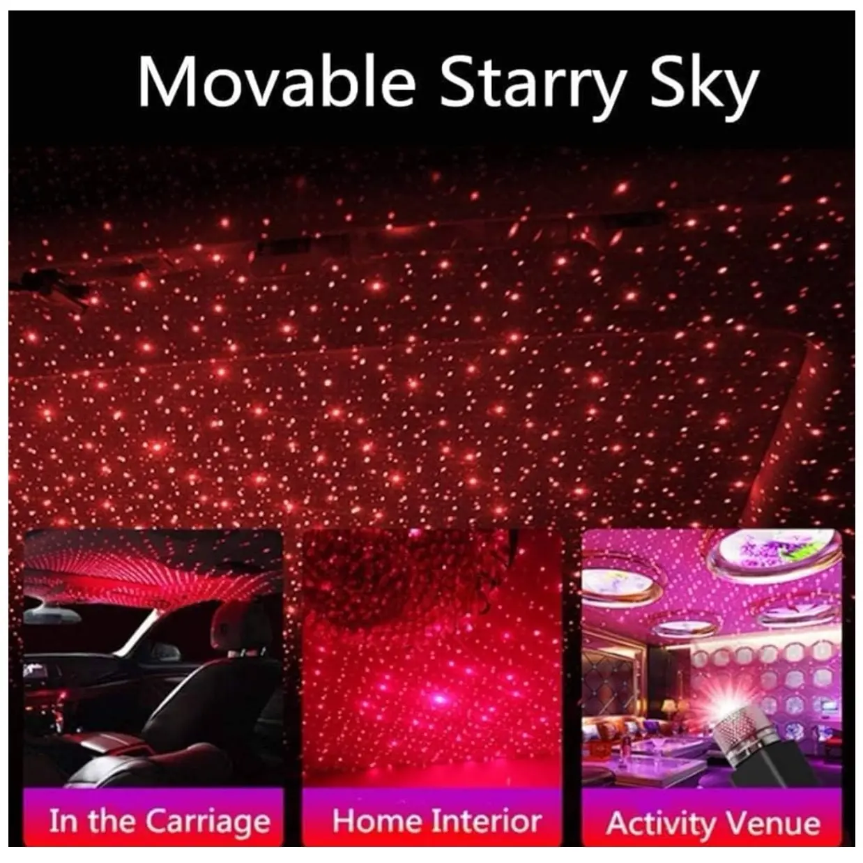 Annadue Romantic Mini LED Projector Lamp for Cars, Parties, and Home Rooms - Audio