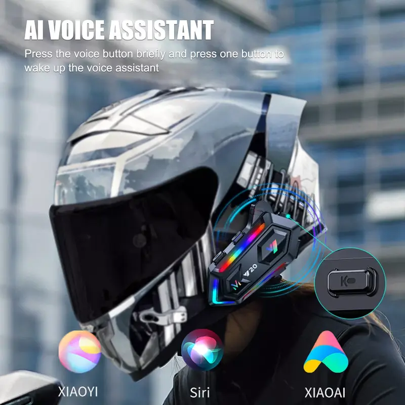 Motorcycle Bluetooth 5.3 Helmet Headset – Handsfree Wireless Motorbike Headphone, HD Audio, Noise Reduction Mic, Waterproof, Long Battery Life, Universal for Open & Full Face Helmets – GPS & Music Compatible, Rider Communication System 0
