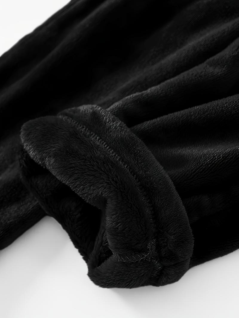 Product Introduction of Plus Size Men's Simple Style Casual Pajamas Bottoms Loose Pants, Solid Plush Thickened Warm Pants Home Pajamas Bottom 9