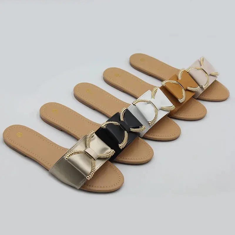 Women Causal Bow Detail Flat Slider Womenswear