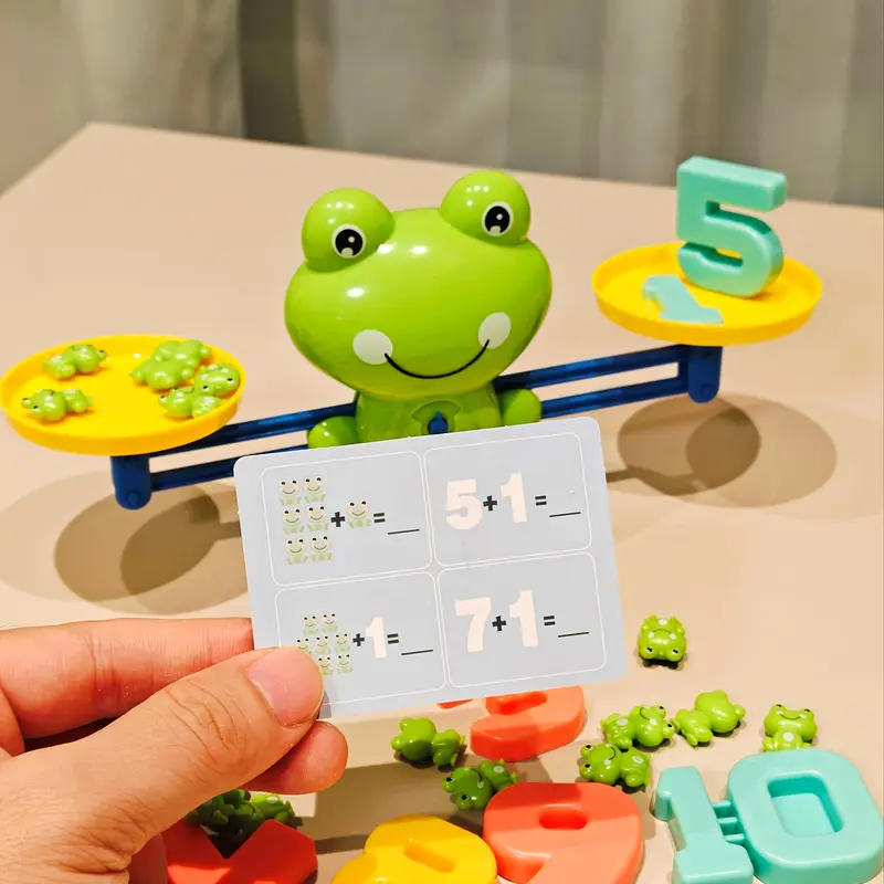 RISELDAJOR    Green Battery-Free Educational Frog Math Balance Toy, Ages 3-6, Featured with Numbers 2, 3, 6 and Guide Cards, Great for Improving Number Recognition and Balance Skills, Ideal for Thanksgiving & Christmas 4