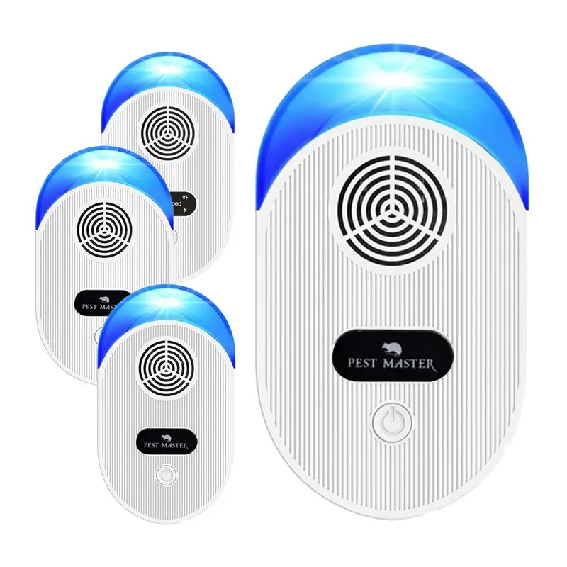 Pest Master - 4x Ultrasonic Pest Repeller, Powerful Mouse Repellent - Wide Frequency Range Pest Control Device and Ideal for Mice, Rats, Mosquitoes, Cockroach, Moths, Ants - D1 0