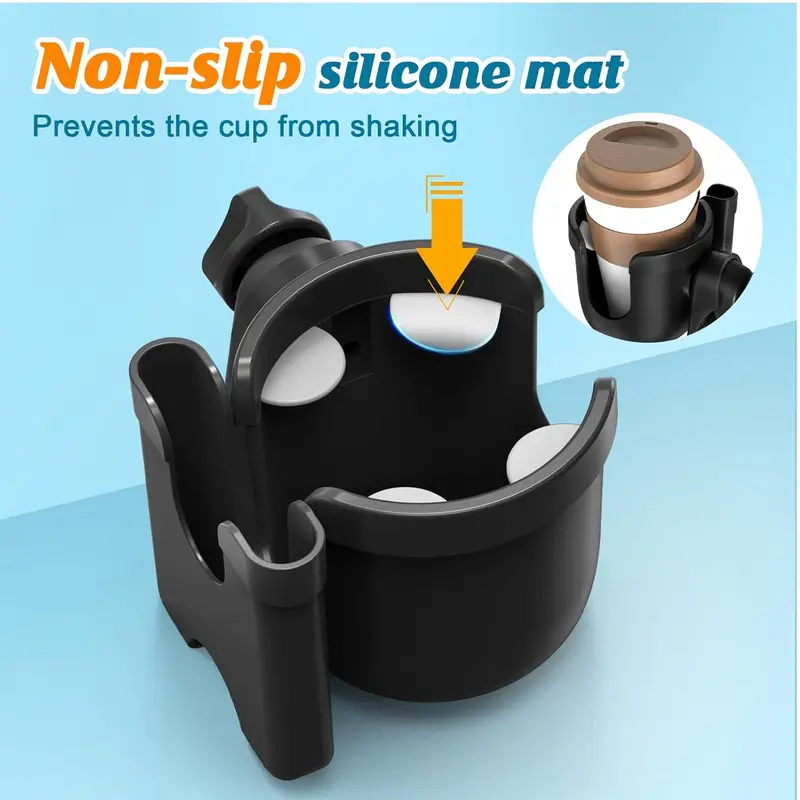 Pram Cup Holder: Universal Drink Coffee Cup Holder with Phone Holder Organiser for Stroller, Pushchair, Buggy, Bike, Wheelchair, Walker, Baby Essentials for Newborn, Gifts for Women, Mom 5