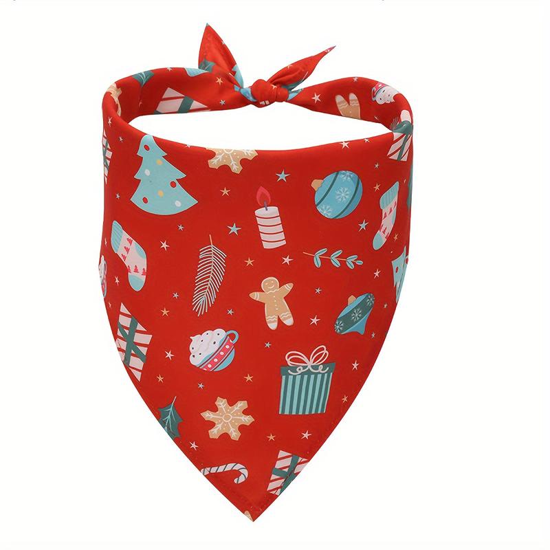 2-Pack Christmas Dog Bandanas - Woven Polyester Triangle Bib Scarfs with Festive Snowman & Gingerbread Print - Washable, Adjustable Pet Bandanas for Small, Medium, Large Breeds - Xmas Dog Accessories 2