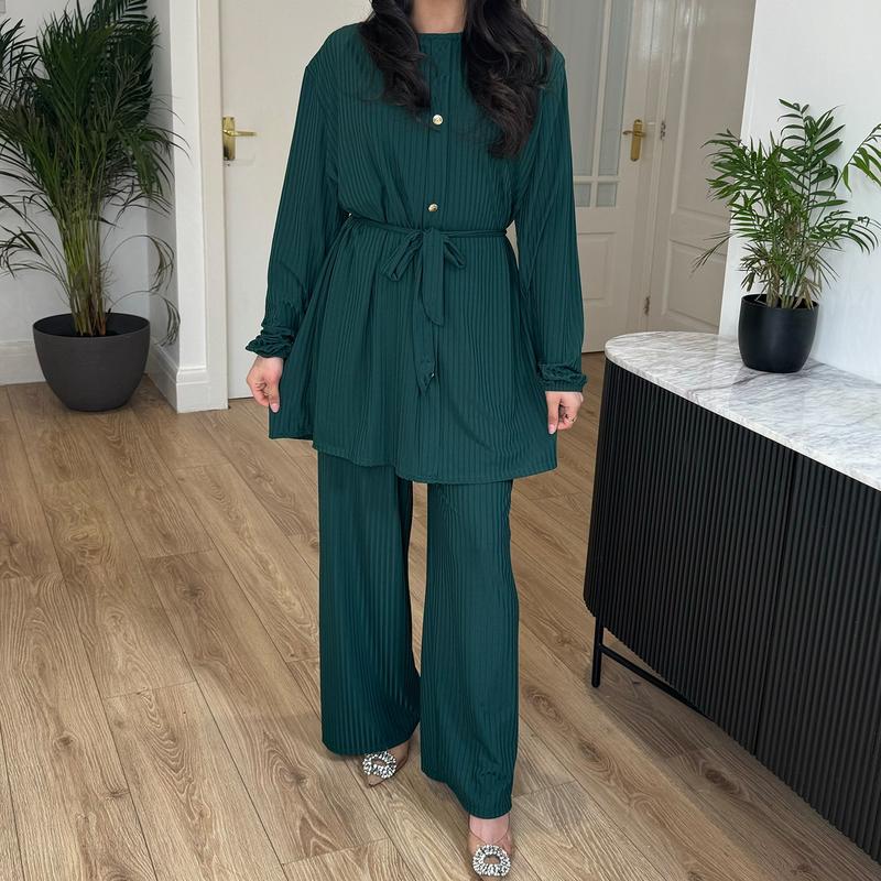 STYLEME LADIES 4 BUTTON RIBBED CO ORD SET MODEST WEAR 4
