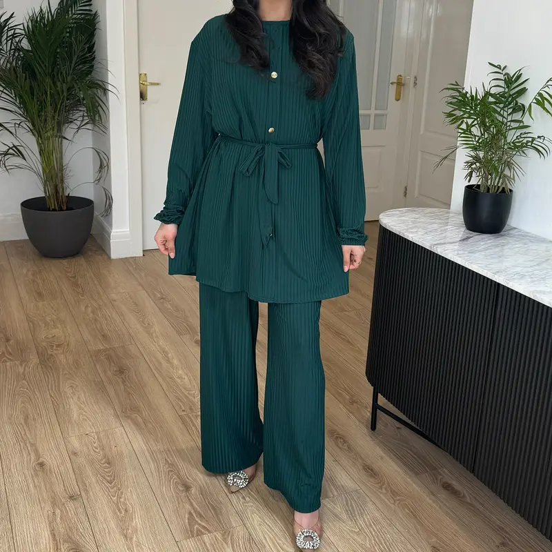 STYLEME LADIES 4 BUTTON RIBBED CO ORD SET MODEST WEAR 4