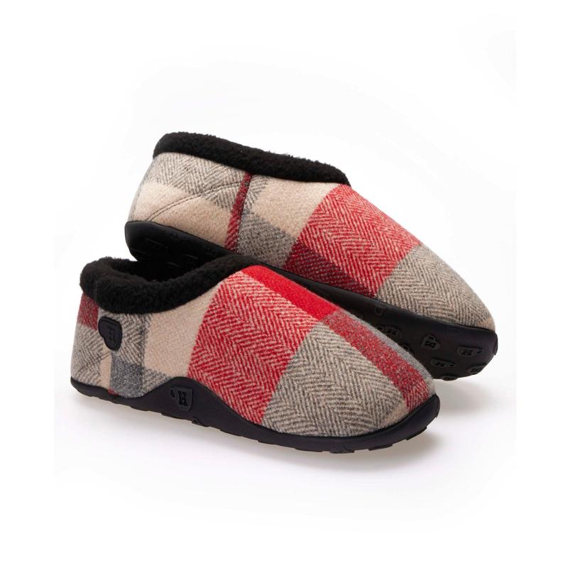 Sam Kids - Red Cream Herringbone Children's Check Slippers 0