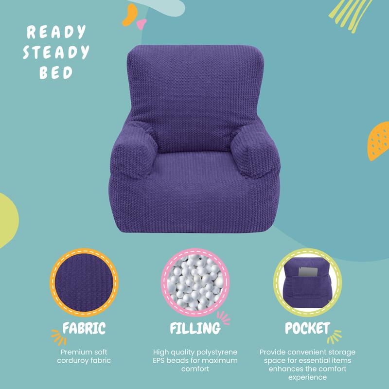 Ready Steady Bed Indoor Bean Bag Armchair Cord Kids Beanbag Chair with Back Pocket 3