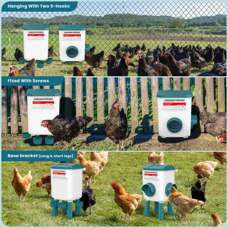 12kgChicken Feeder Bird Waterer11L Set Auto Food Water Dispenser Drinker Gravity 8