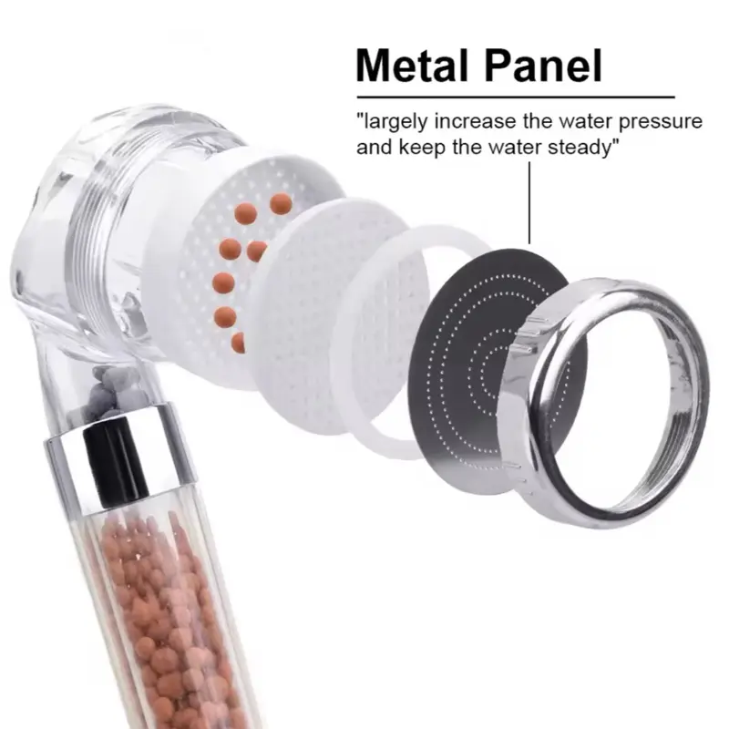 New Shower Head 3 Mode High Pressure 40% Water Saving Filters Adjustable Ionic 4