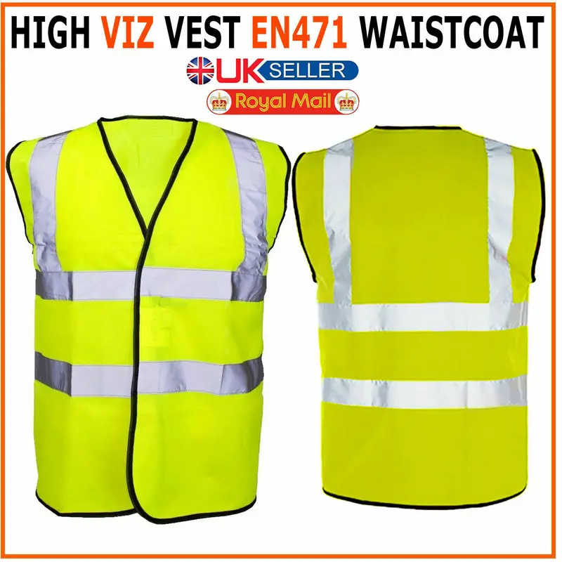 Hi Vis High Viz Visibility Vest Waistcoat Safety Supertouch Reflective W/ Pocket Waterproof Windproof Orange/Yellow Colors Polyester 6