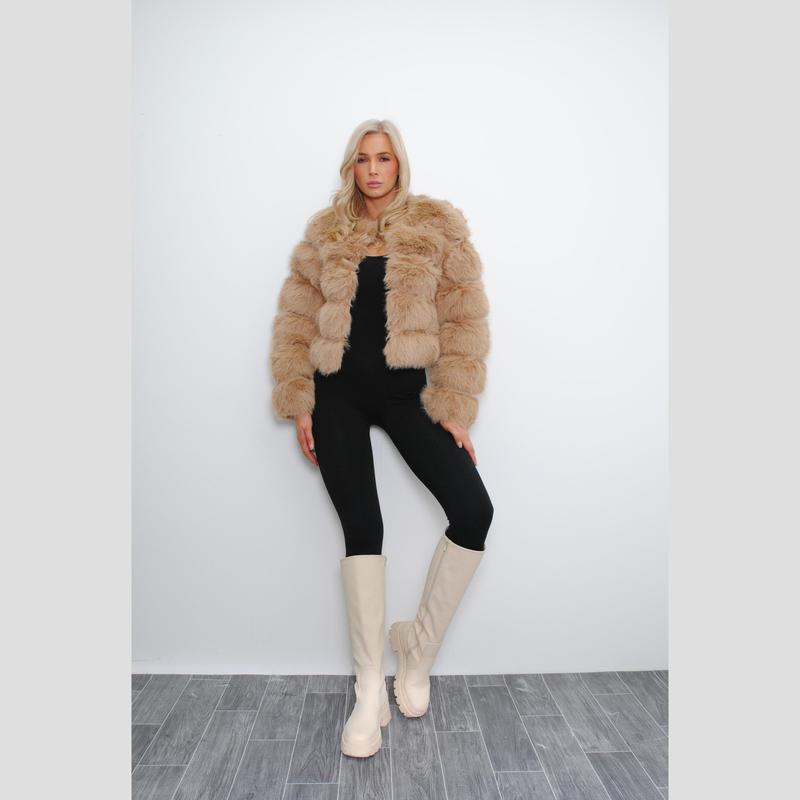 Cropped Faux Fur Jacket 0
