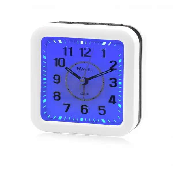 Ravel Square Mid Sized LED Quartz Alarm Clock White RC048.4 1