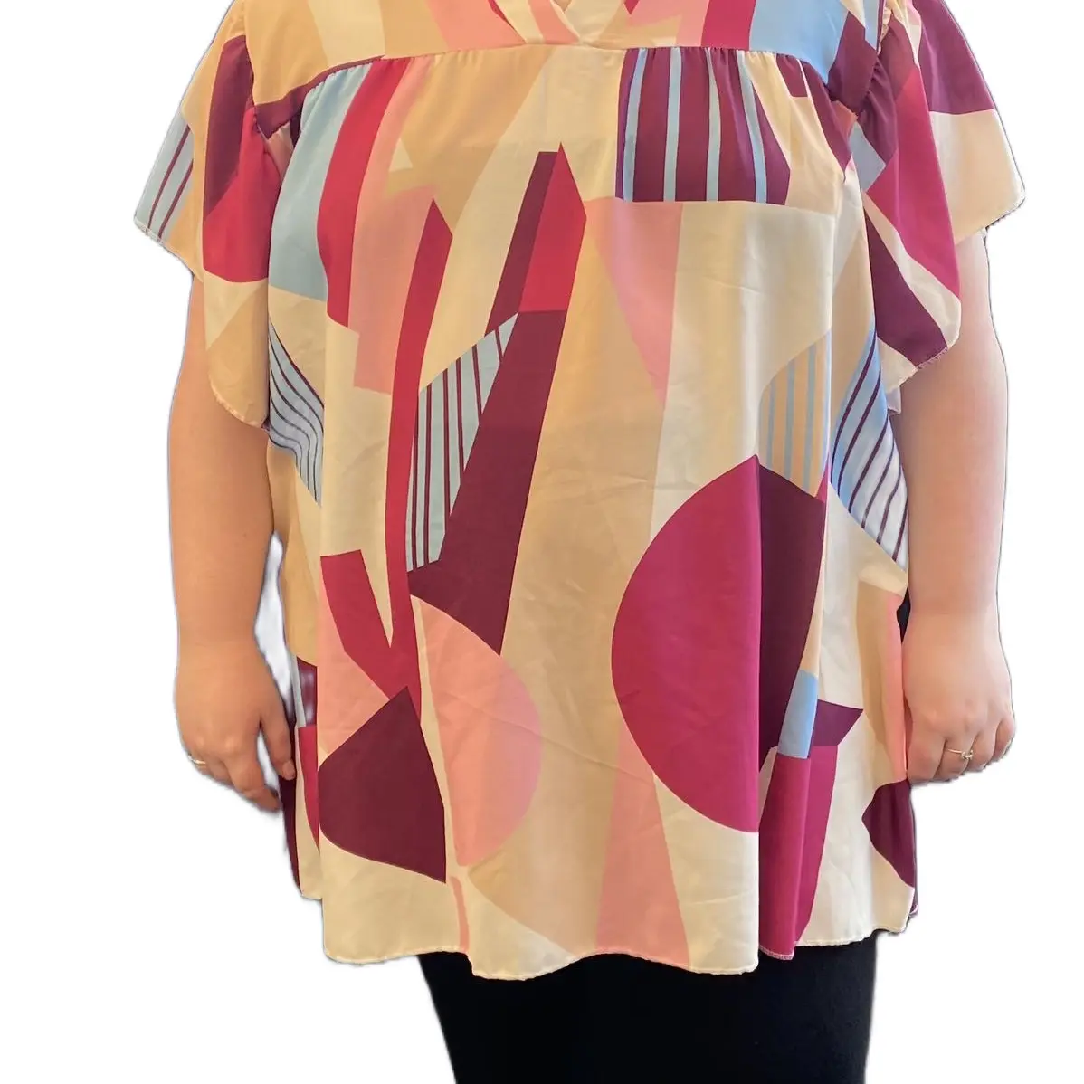 CURVE Ladies printed tie front Curve Tops Comfort Womenswear Soft plus 16-24