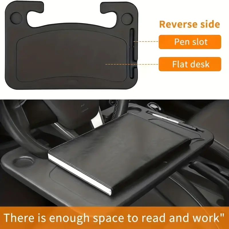 PP Material Multifunctional Steering Wheel Tray - Laptop and Writing Desk with Cup Holder for Car 0