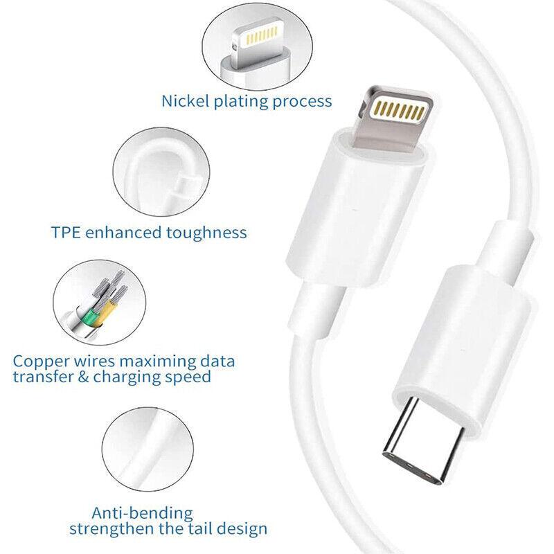 PD USB Type C to iPhone Fast Charger Cable for App iPhone le 14 13 12 11 Pro Max Charging Sync Mobile Cellphone Device Computer Smartphone Electronic 3