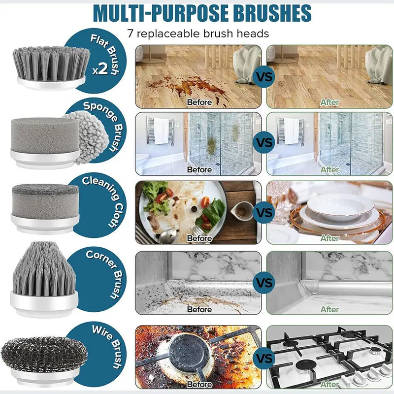 Rechargeable Electric Cordless Cleaning Brush Spin Scrubber Turbo Scrub Cleaner 1