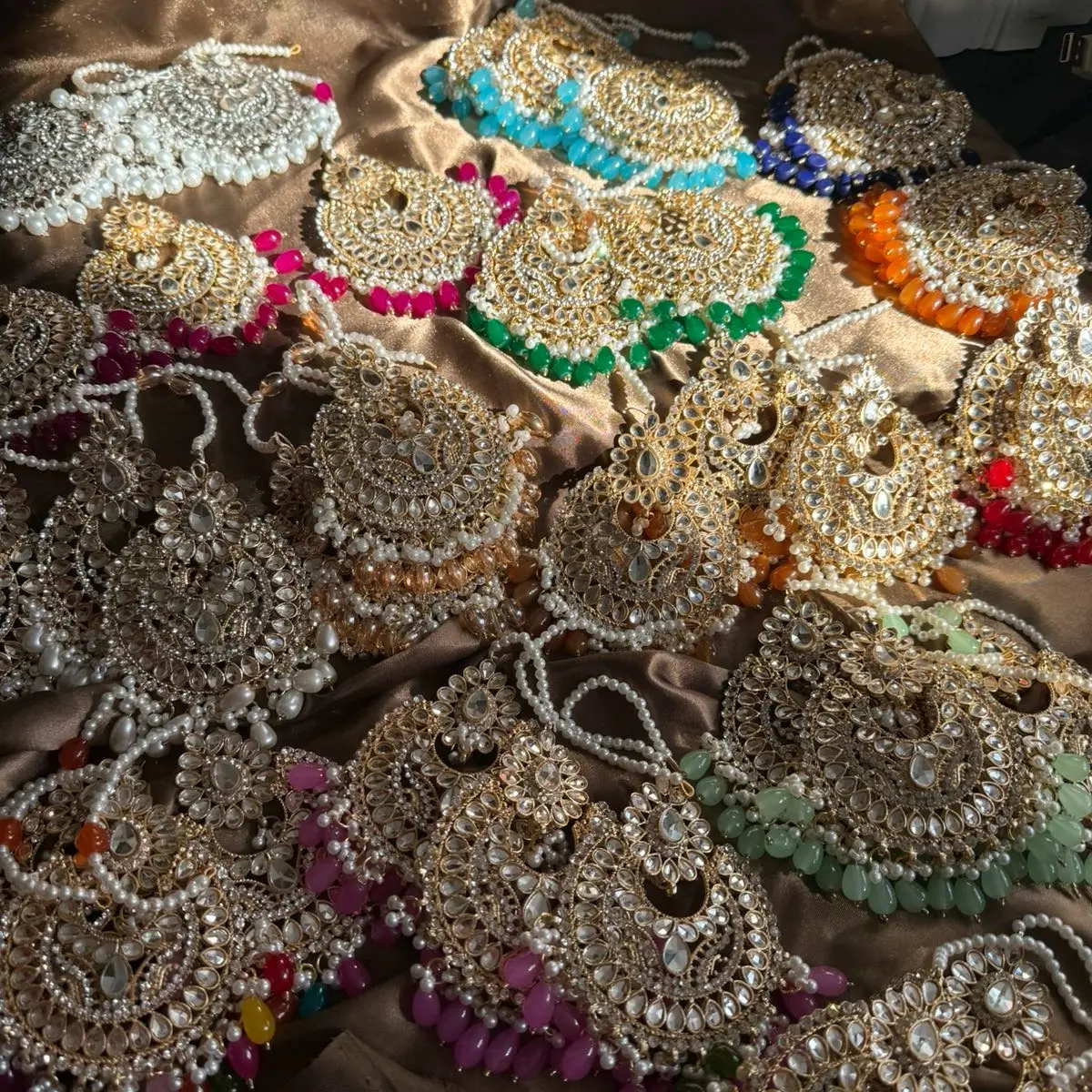 22 colours Oversized earring tika sets available Female