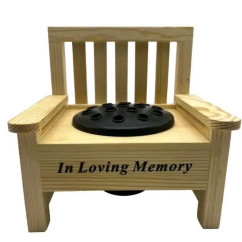 Wooden Bench With Black Grave Insert Flower  Holder Pot Memorial Vase Tribute Ornament decor 7