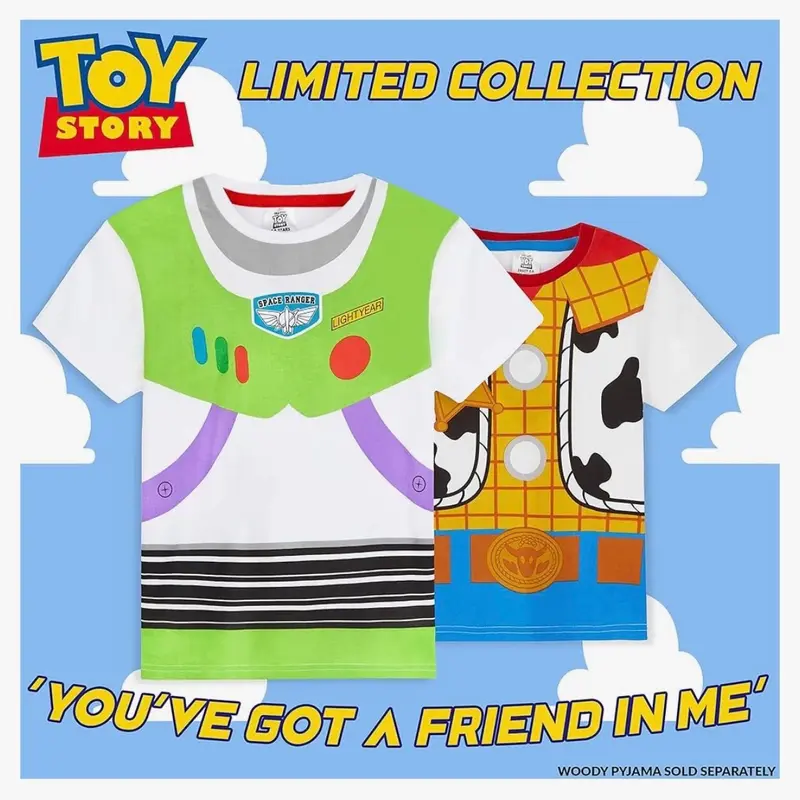 Disney Toy Story Short Pyjamas Pjs Woody Cowboy Sheriff Buzz Lightyear Ranger Nightwear Sleepwear Shortie Boys Character Two Piece Set Short Sleeve Top T-Shirt Shorts Toddler Childrens Kids Cute 4 5 6 Years 1