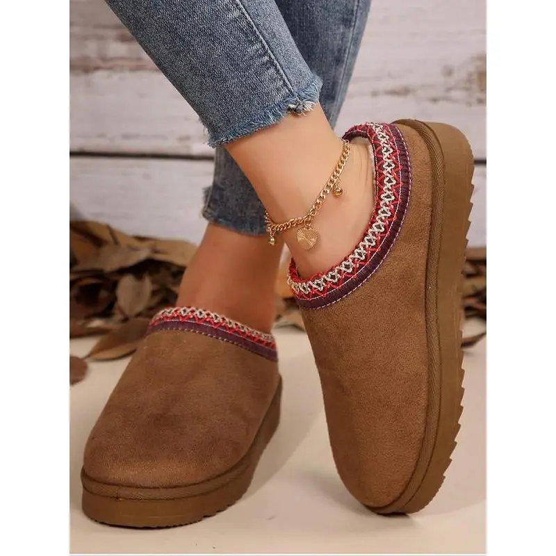 2025 New Hot Selling Models Women's Fashionable Plain Color Home Slippers, Casual Comfortable Home Slippers, Autumn and Winter Indoor and Outdoor Dual-use Warm Slippers 2