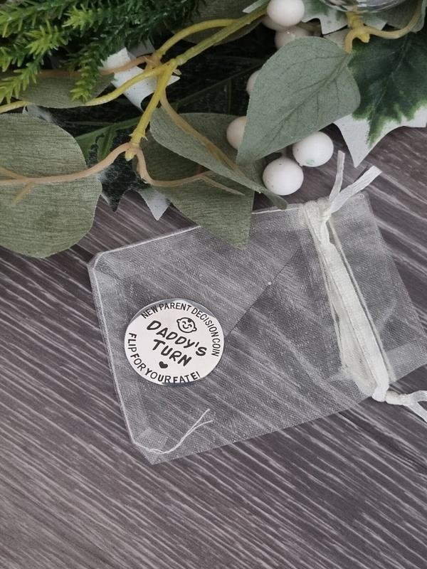 Parent decision coin, baby shower, mummy, daddy, novelty fun gift, new mum and dad, present, stocking filler, handmade, new parent 1