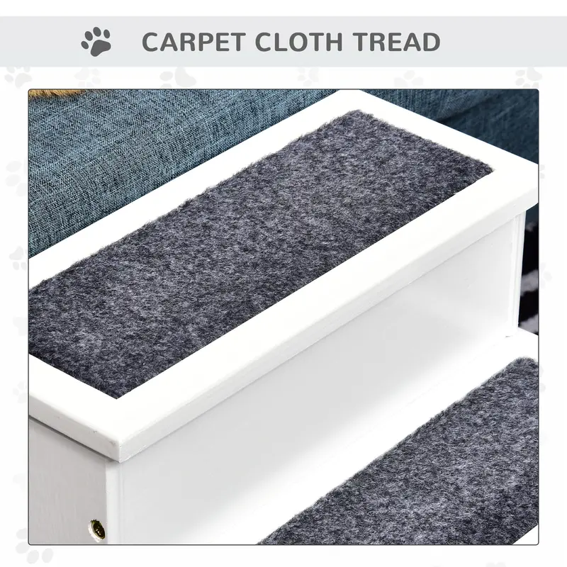 White Wooden Pet Stairs, 3-Step, 40.5x44.5x38cm 5