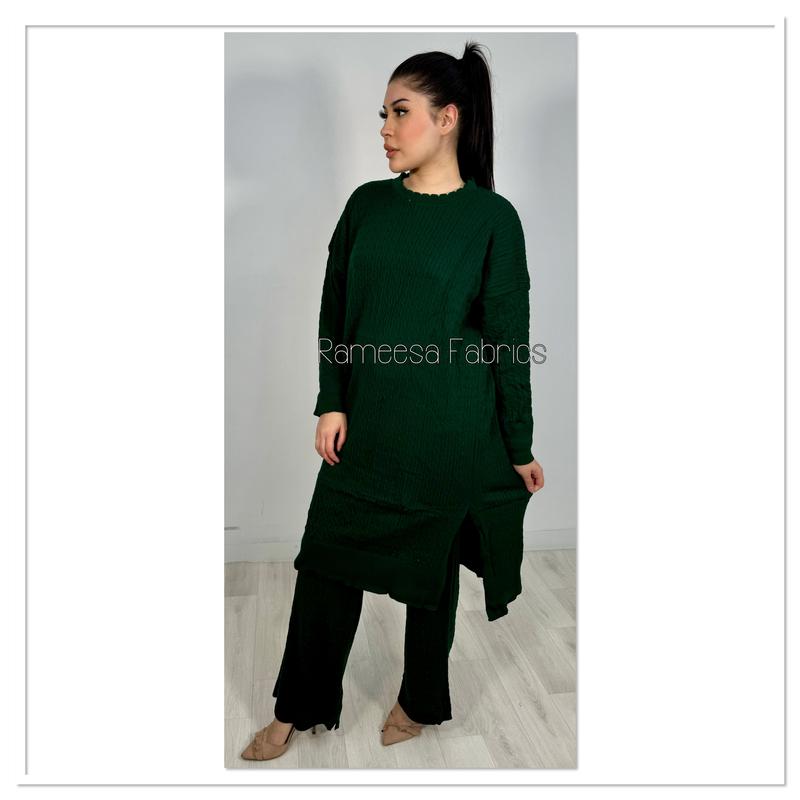 Oversized Cable Knit Matching Set - Top and Bottoms for Women, One Size Fits 12-16 - Womenswear, Trouser 3