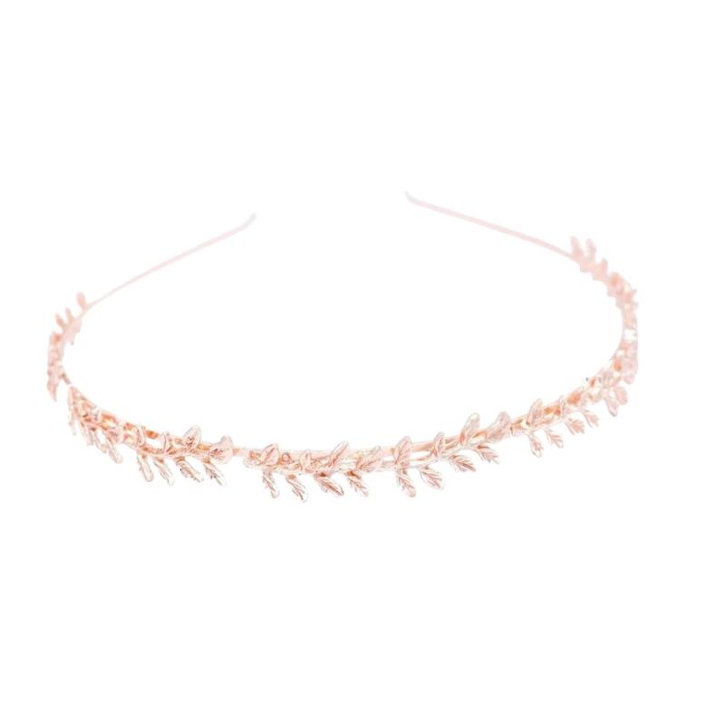 Goddess Rose Gold Leaf Band Headband Hair Piece Crown for Women - Elegant Metal Design 3