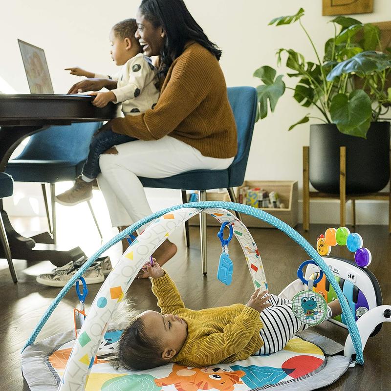 4-in-1 Kickin' Tunes and Language Discovery Play Gym with Piano, Mat with Detachable Activity Toys, Lights, Sounds and Music, Ages Newborn + 8