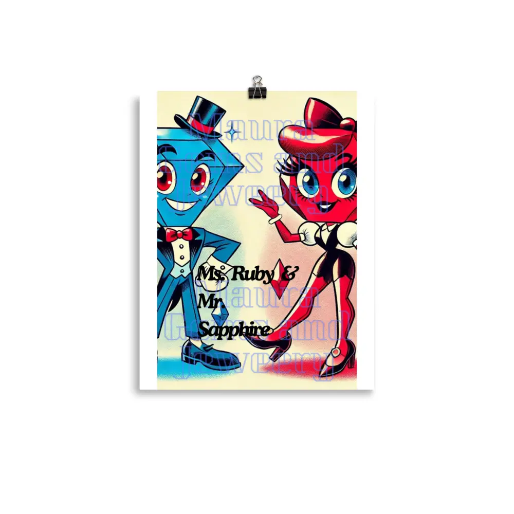 Ms Ruby & Mr Sapphire Gemstone Cartoon Poster