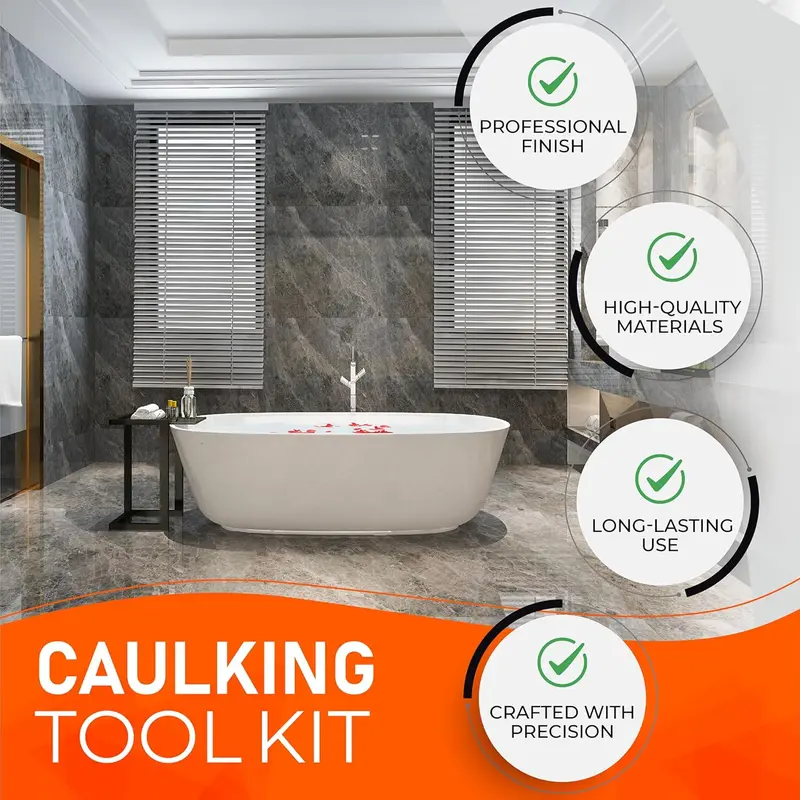 Caulking Tool Kit, Silicone Sealant Finishing Set, Silicone seem tool, Grout Sealing Smoother, Caulk Application Tool for Sink Joint, Bathroom, Floor, Window, Kitchen, Toilet 1