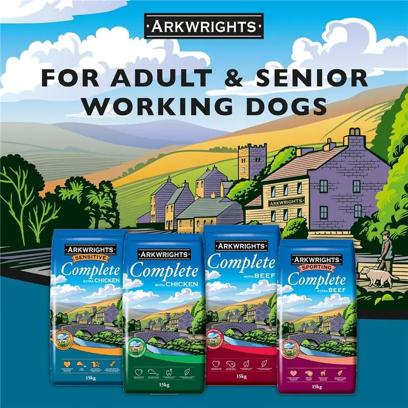 Arkwrights Sensitive Complete Dry Dog Food 15kg - Extra Chicken and Wheat Free Recipe - Sensitive Nutrition for Working Adult Dogs - Dry Dog Biscuits