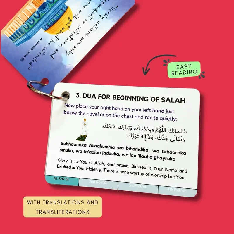 Islamic Salah Cards Prayer Guide, How to Pray, Muslim Kids Reverts Gift, Arabic, Quran 2